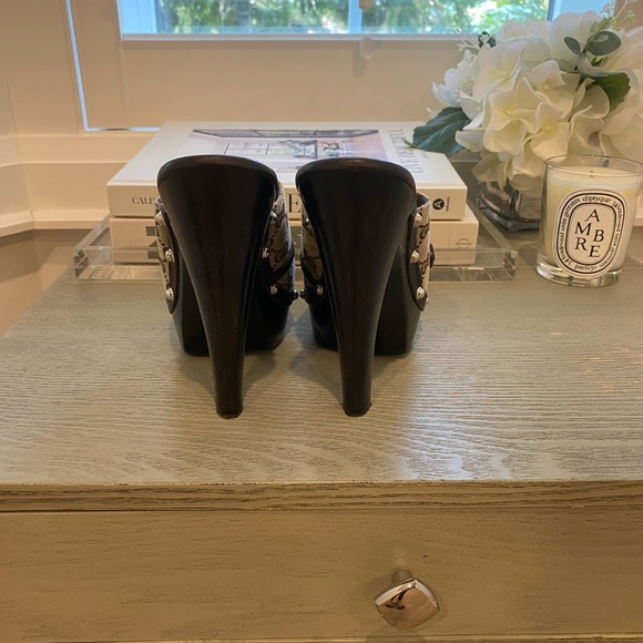 Gucci - Original GG Monogram - 120mm Heeled Clogs - Beige Ebony - Size 35.5 - Picture 4 of 7